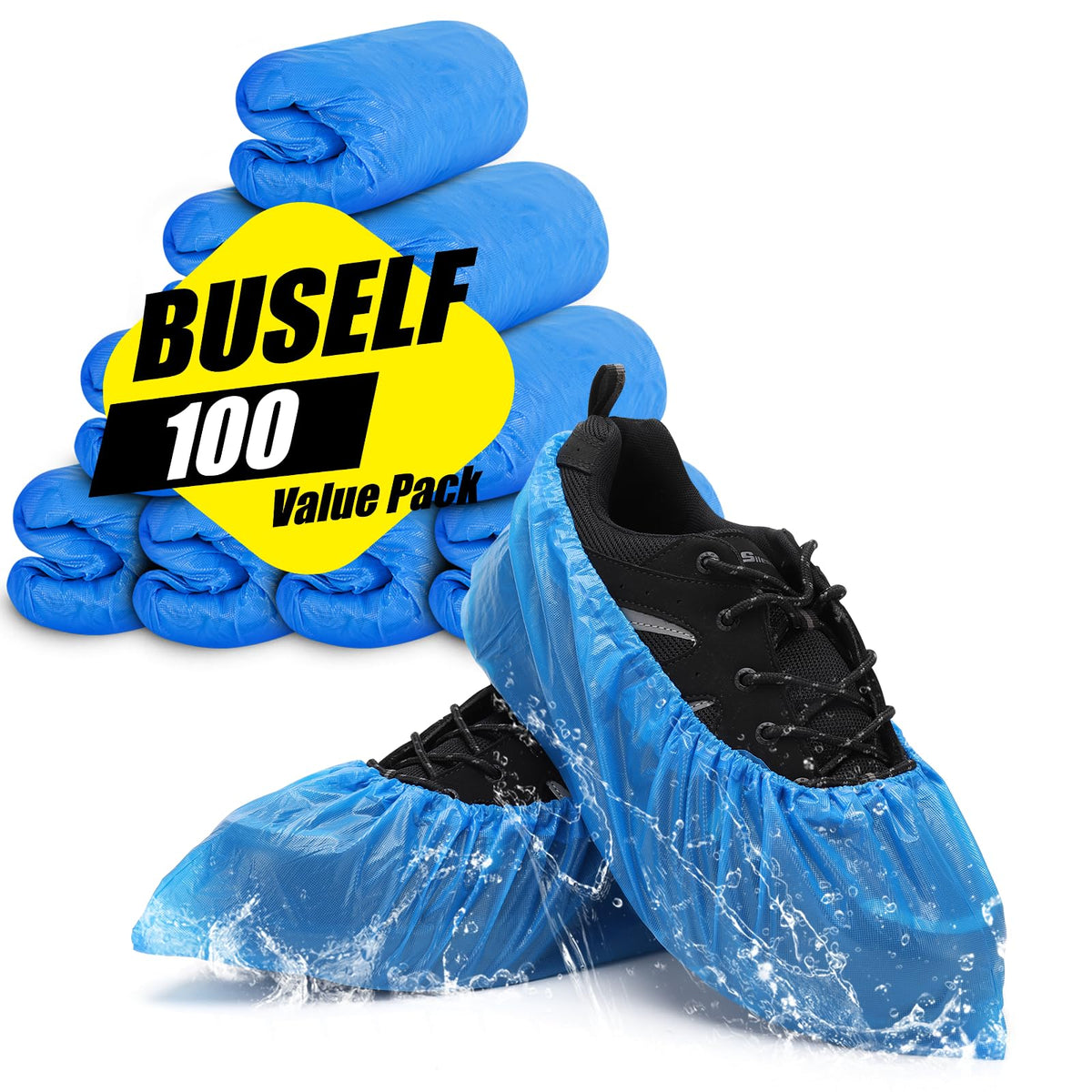 Buself Shoe Covers Disposable Non Slip for Indoors Pack of 200 (100 pairs) Recyclable Shoe Booties Waterproof Shoe & Boot Covers Durable Shoe Protectors Covers One Size Fits Most Blue