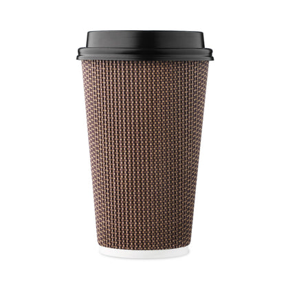 16 oz Disposable Paper Coffee Cups with Lids Insulated Double-Walled Togo