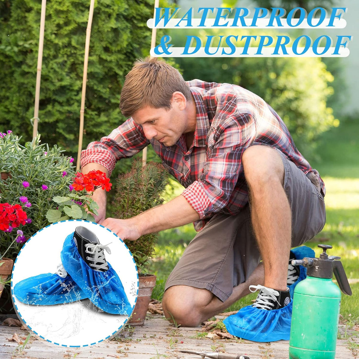 Vabean 1000 Pcs Disposable Shoe Covers Boot Cover, Blue