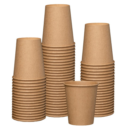 GUSTO 12 oz Kraft Paper Coffee Cups [100 Count] Unbleached