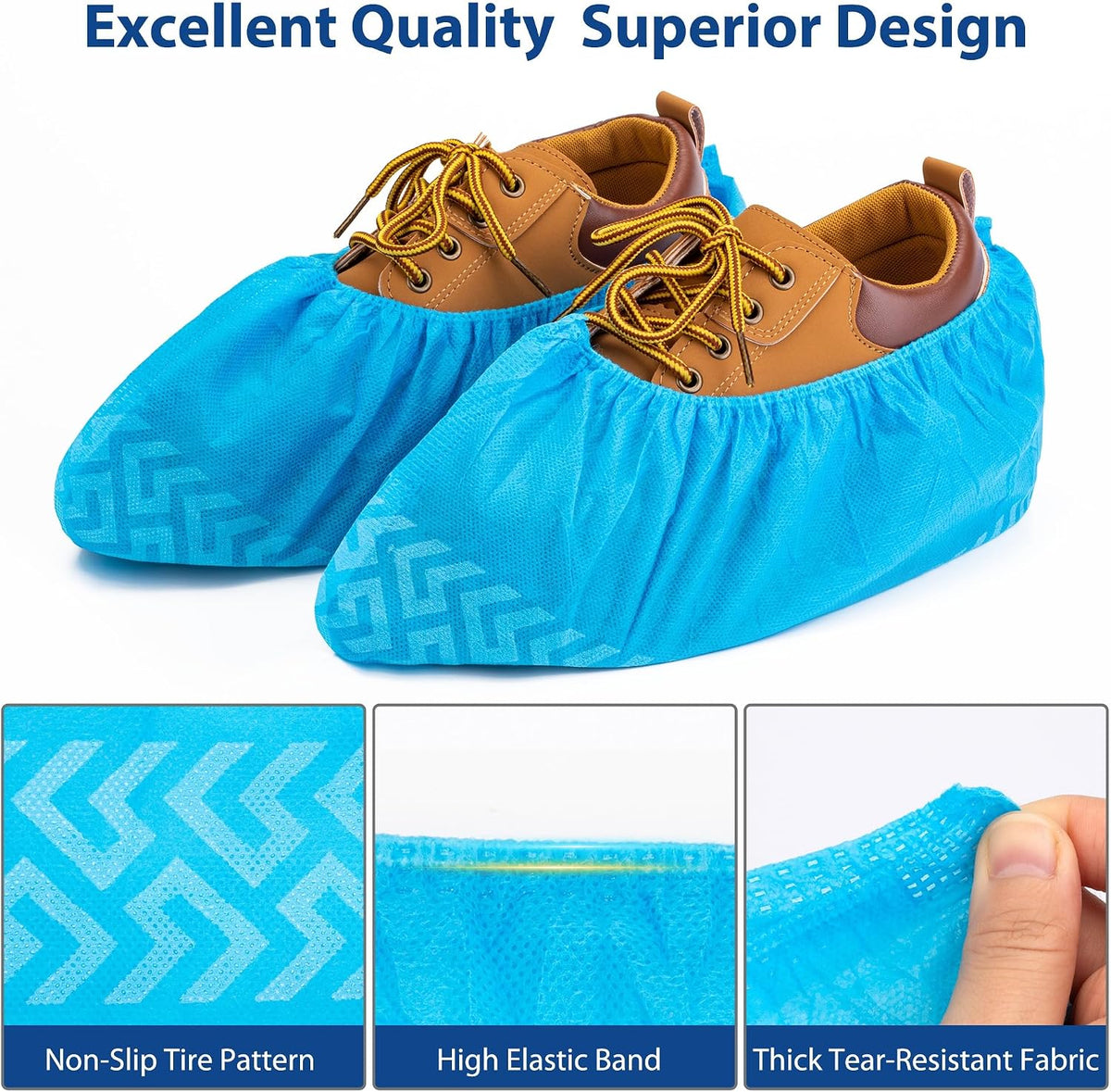 Disposable Shoe Covers, 60 Pack XL Non-Woven Booties, Breathable & Stretchable, Fits Most Shoes, Floor & Carpet Protector for Guests, Real Estate Showings, Contractors, Cleaning
