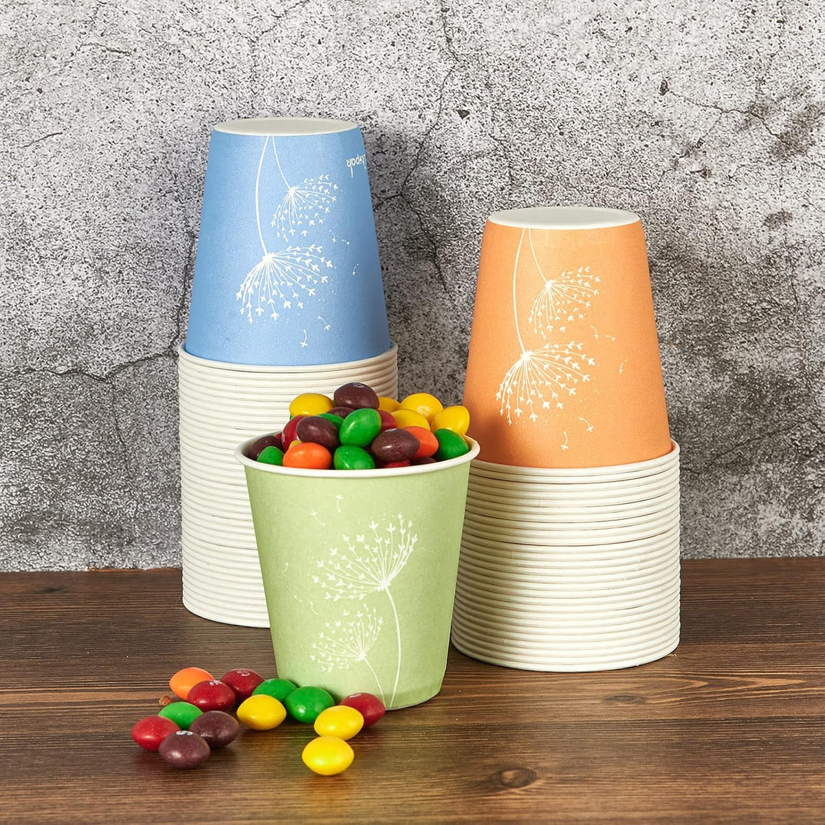 LITOPAK 600 Pack 5 oz Paper Cups, Colorful Disposable Mouthwash Cups