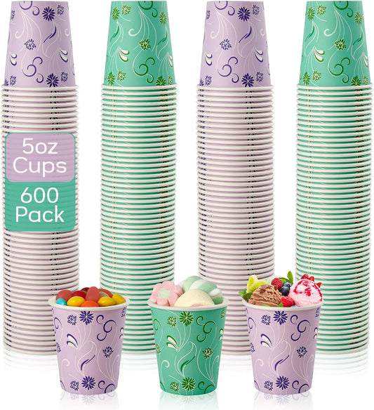 TV TOPVALUE 5 oz Paper Cups, 600 Pack Disposable Bathroom Cups Bulk, Purple