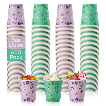 TV TOPVALUE 5 oz Paper Cups, 600 Pack Disposable Bathroom Cups Bulk, Purple