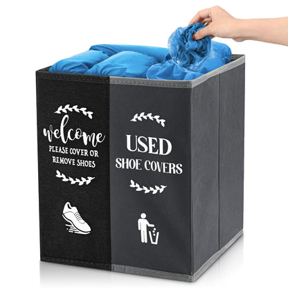 Shoe Cover Box Dispenser Foldable Storage Bin Holder, Black, Red
