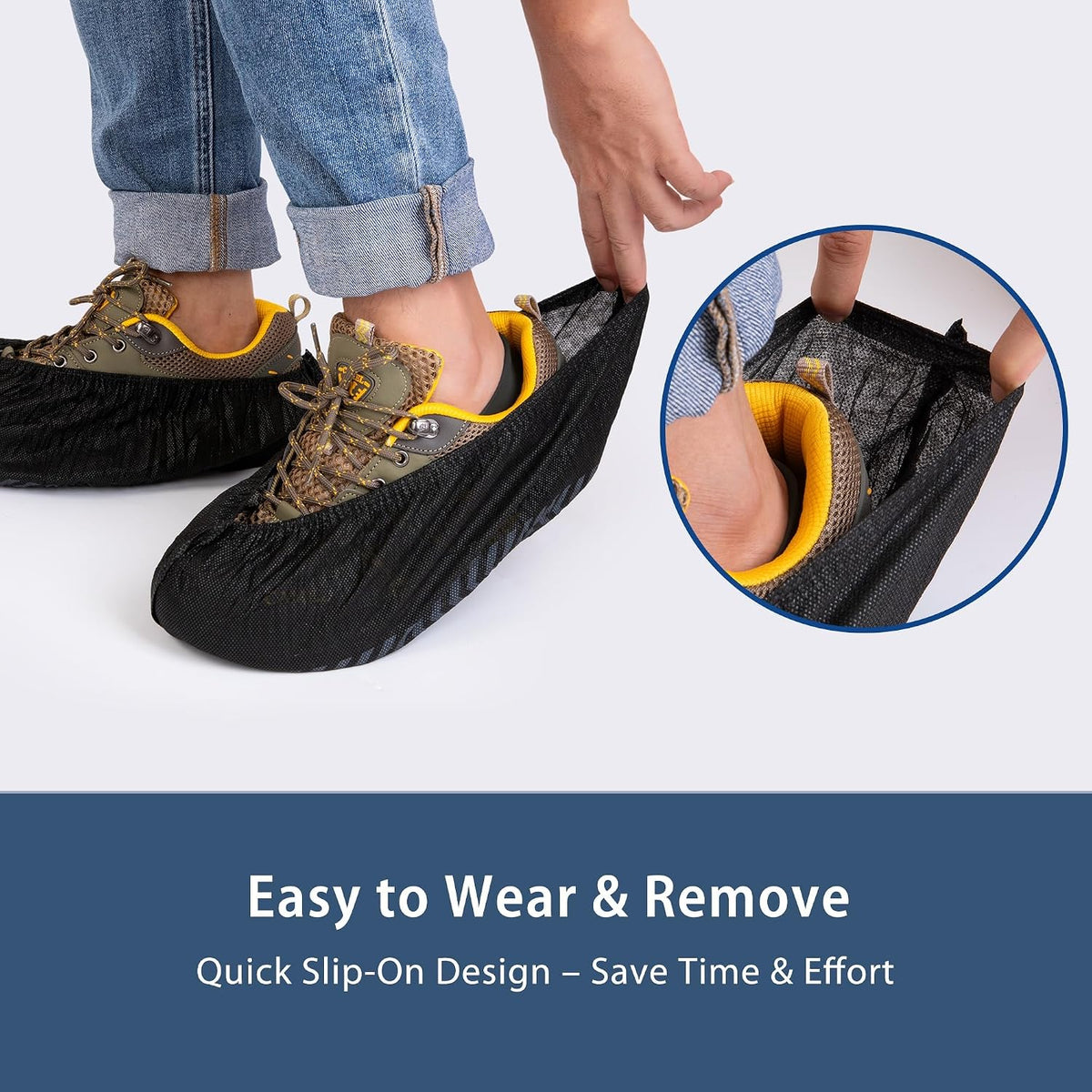 200 Pack XL Disposable Shoe Covers, Non-Slip, Black Non-Woven