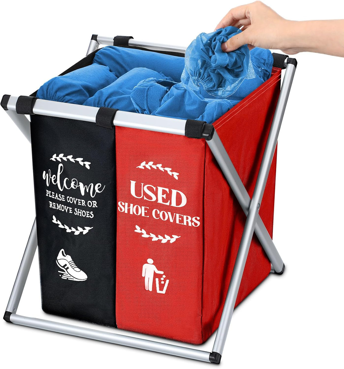 Wonderjune Foldable Disposable Shoe Cover Box Dispenser, Black, Red