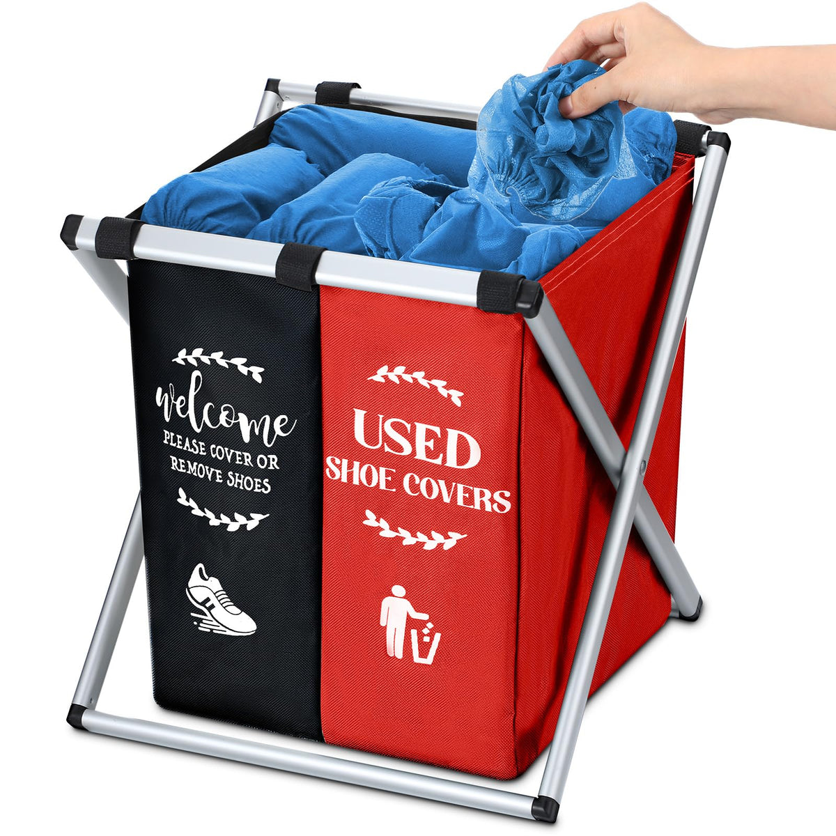 Wonderjune Foldable Disposable Shoe Cover Box Dispenser, Black, Red