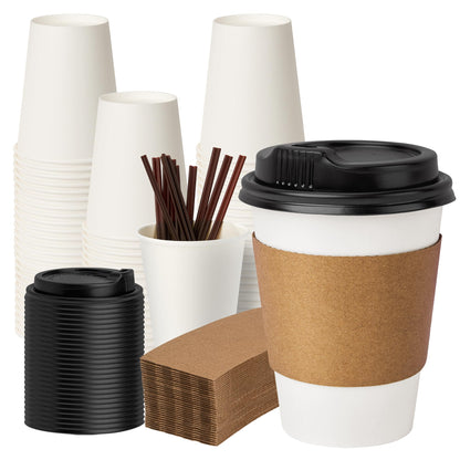 200 Pack 8oz Kraft Coffee Cups, Brown Kraft Disposable Paper Coffee Cups, Hot Coffee Cups & Cold Coffee Cups, Food-Safe Kraft Paper Cups, Heavy-Duty Disposable Paper Cups for Coffee, Tea, Cocoa, Water