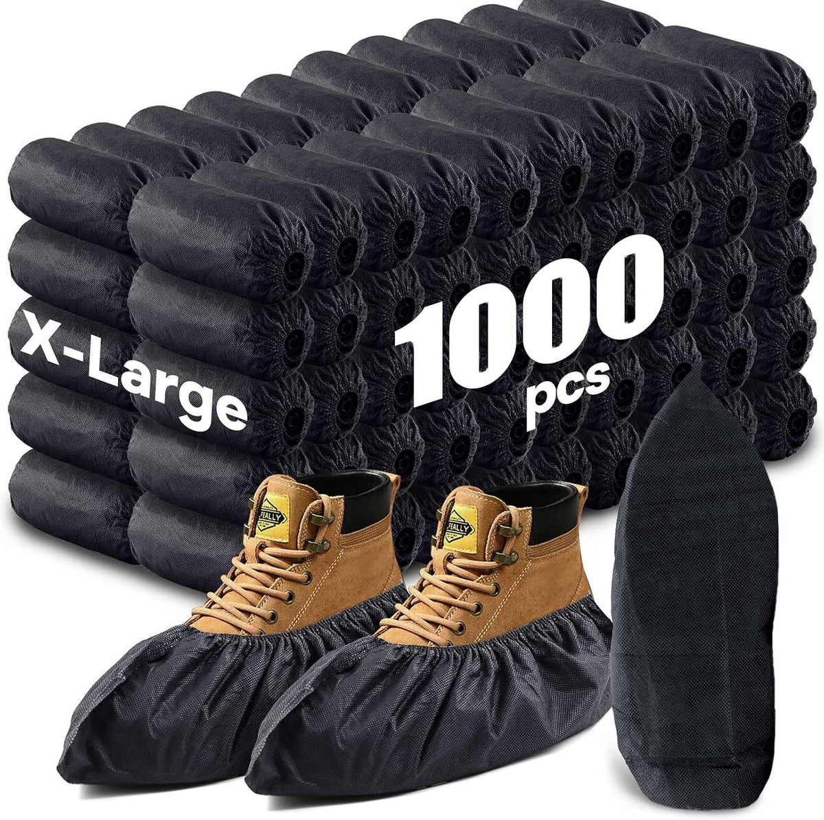 1000 Pack Disposable Shoe Covers, X-Large Non Slip Shoe Booties for Indoors, Non-Woven Boot Covers for Home Guests, Cleaning Crews, Contractors, Real Estate, Open House Floor Protection(500 Pairs)