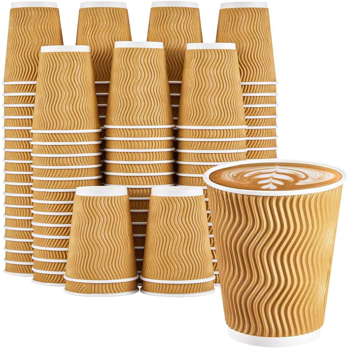 Clawsoff 100 Pack 12 oz Disposable Paper Coffee Cups Insulated Brown