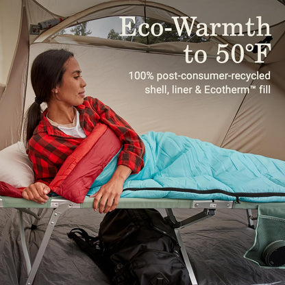 Coleman Flatlands 30/40/50°F Sleeping Bag, Made from 100% Recycled Material, Big & Tall Options, Cool-Weather Sleeping Bag for Camping, Sleepovers, Guests & More