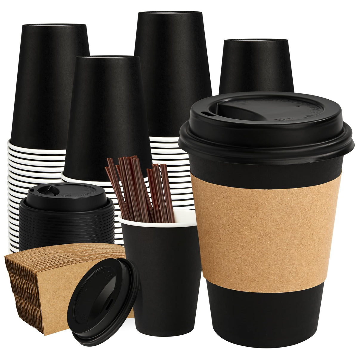 200 Pack 8oz Kraft Coffee Cups, Brown Kraft Disposable Paper Coffee Cups, Hot Coffee Cups & Cold Coffee Cups, Food-Safe Kraft Paper Cups, Heavy-Duty Disposable Paper Cups for Coffee, Tea, Cocoa, Water