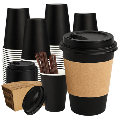 200 Pack 8oz Kraft Coffee Cups, Brown Kraft Disposable Paper Coffee Cups, Hot Coffee Cups & Cold Coffee Cups, Food-Safe Kraft Paper Cups, Heavy-Duty Disposable Paper Cups for Coffee, Tea, Cocoa, Water