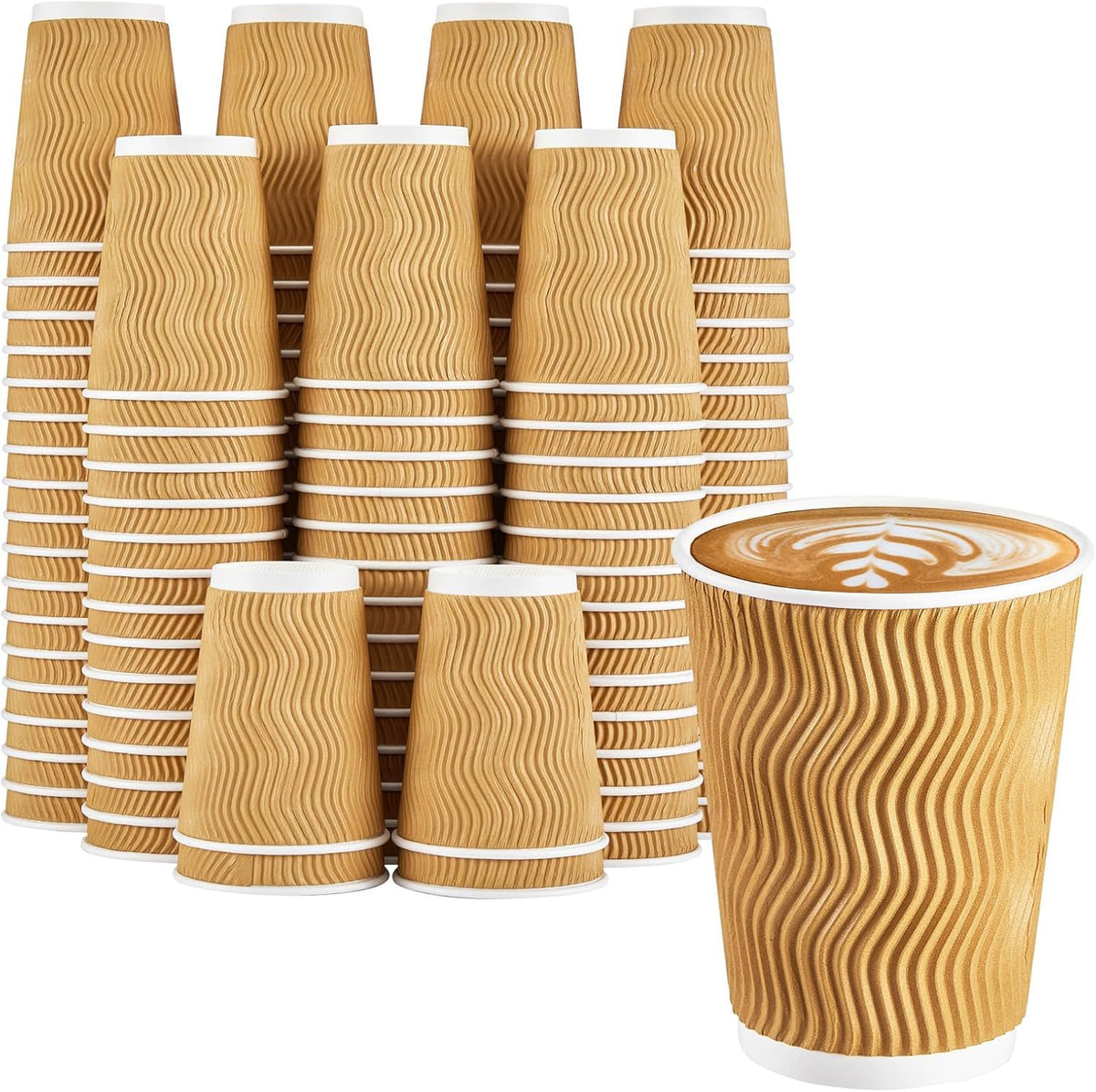 Clawsoff 100 Pack 12 oz Disposable Paper Coffee Cups Insulated Brown
