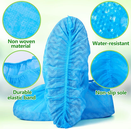 Leumoi 500 Pcs Disposable Shoe Covers Bulk Non Slip Boot Covers, Blue