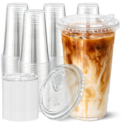 Ginkgo 100 Pack 12 oz Leak-Proof Coffee Cups with Lids and Sleeves