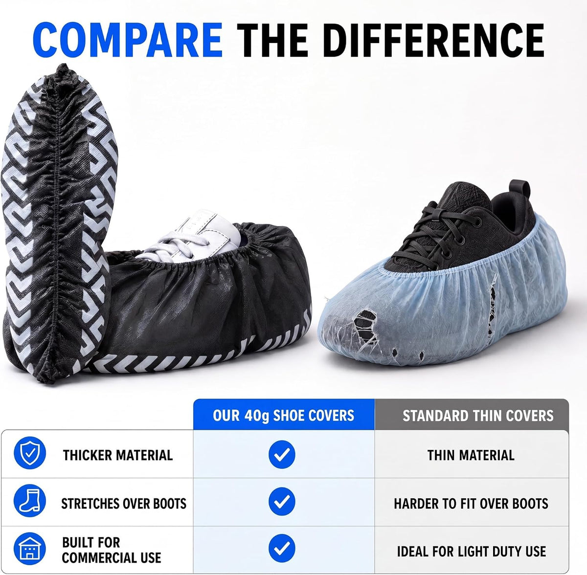 Innovative Haus Large Black Disposable Shoe Covers Indoor Booties, 100 Pack
