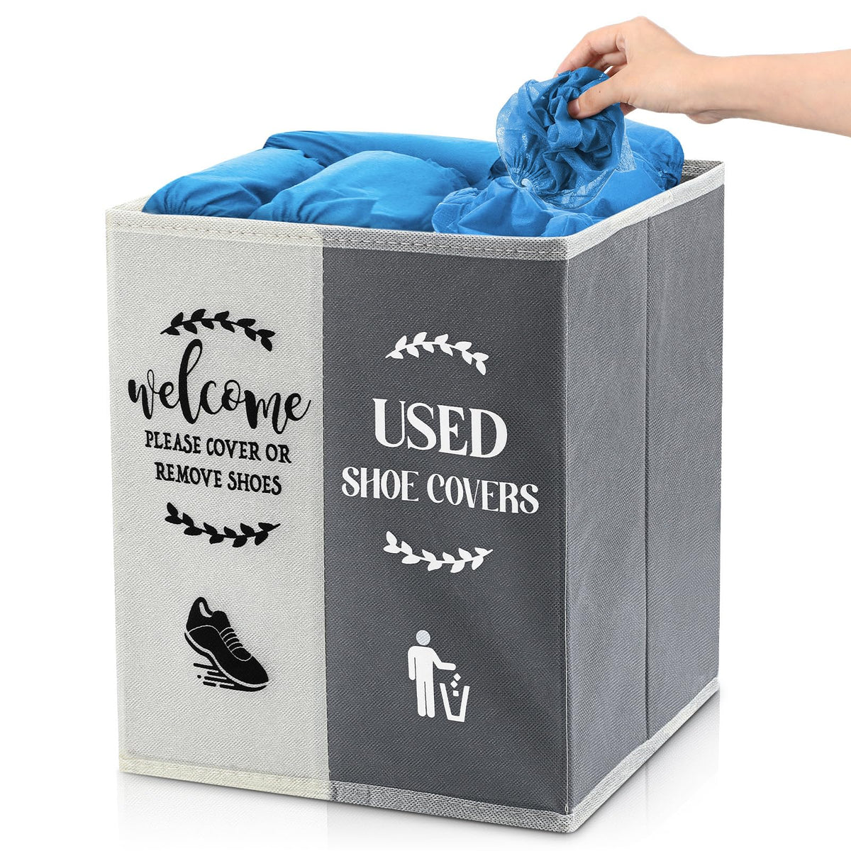Shoe Cover Box Dispenser Foldable Storage Bin Holder, Black, Red