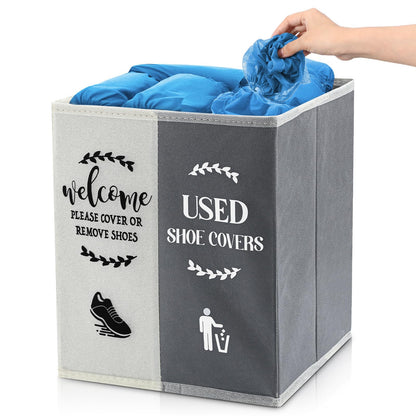 Shoe Cover Box Dispenser Foldable Storage Bin Holder, Black, Red