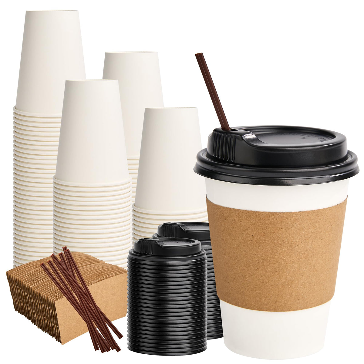 RACETOP 8 oz 500 Pack Disposable Paper Coffee Cups