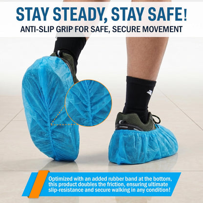 Disposable Shoe Covers Non Slip - 200 Pack (100 Pairs) Bulk Breathable