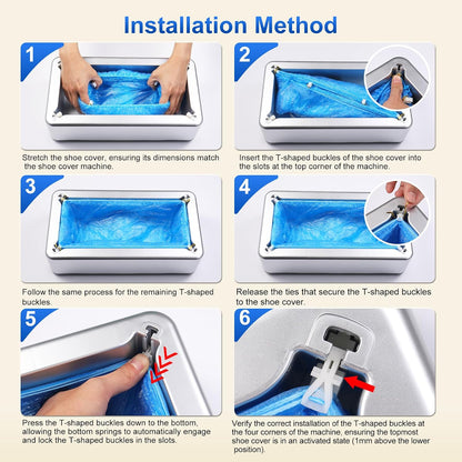 Shoe Covers Dispenser with 200pcs Shoe Cover Disposable Non Slip, User-Friendly and Reliable Shoe Cover Machine, Fits Size Up to 11 US Men, Widely Applicable in Indoor(Silver)