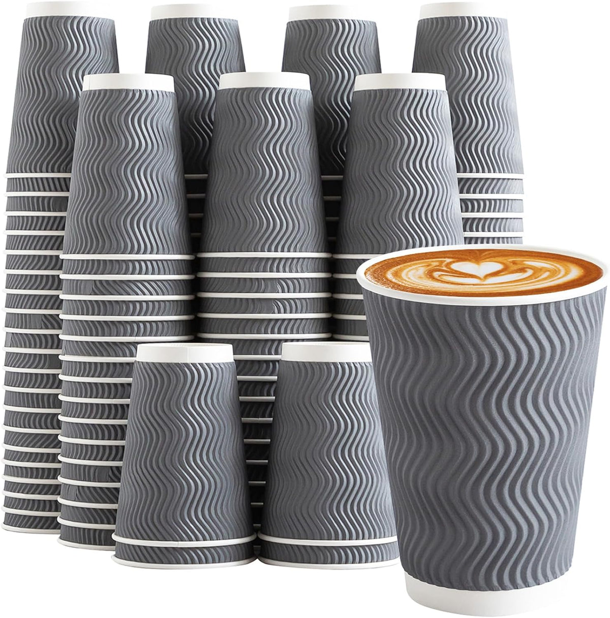 Clawsoff 120 Pack 12 oz Coffee Cups Disposable Insulated Paper Cup Gray