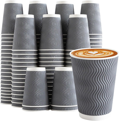 Clawsoff 120 Pack 12 oz Coffee Cups Disposable Insulated Paper Cup Gray