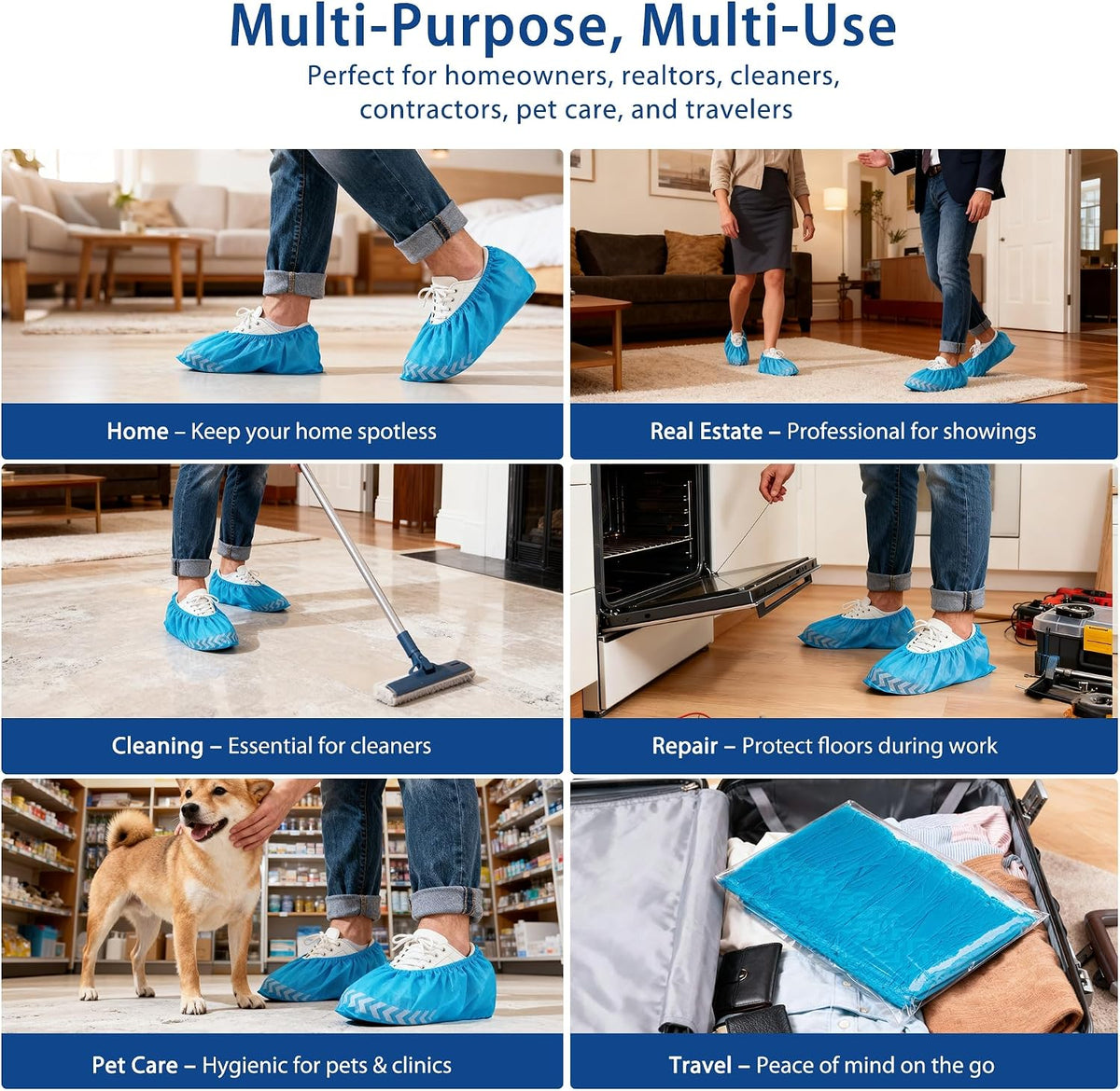 Disposable Shoe Covers, 60 Pack XL Non-Woven Booties, Breathable & Stretchable, Fits Most Shoes, Floor & Carpet Protector for Guests, Real Estate Showings, Contractors, Cleaning