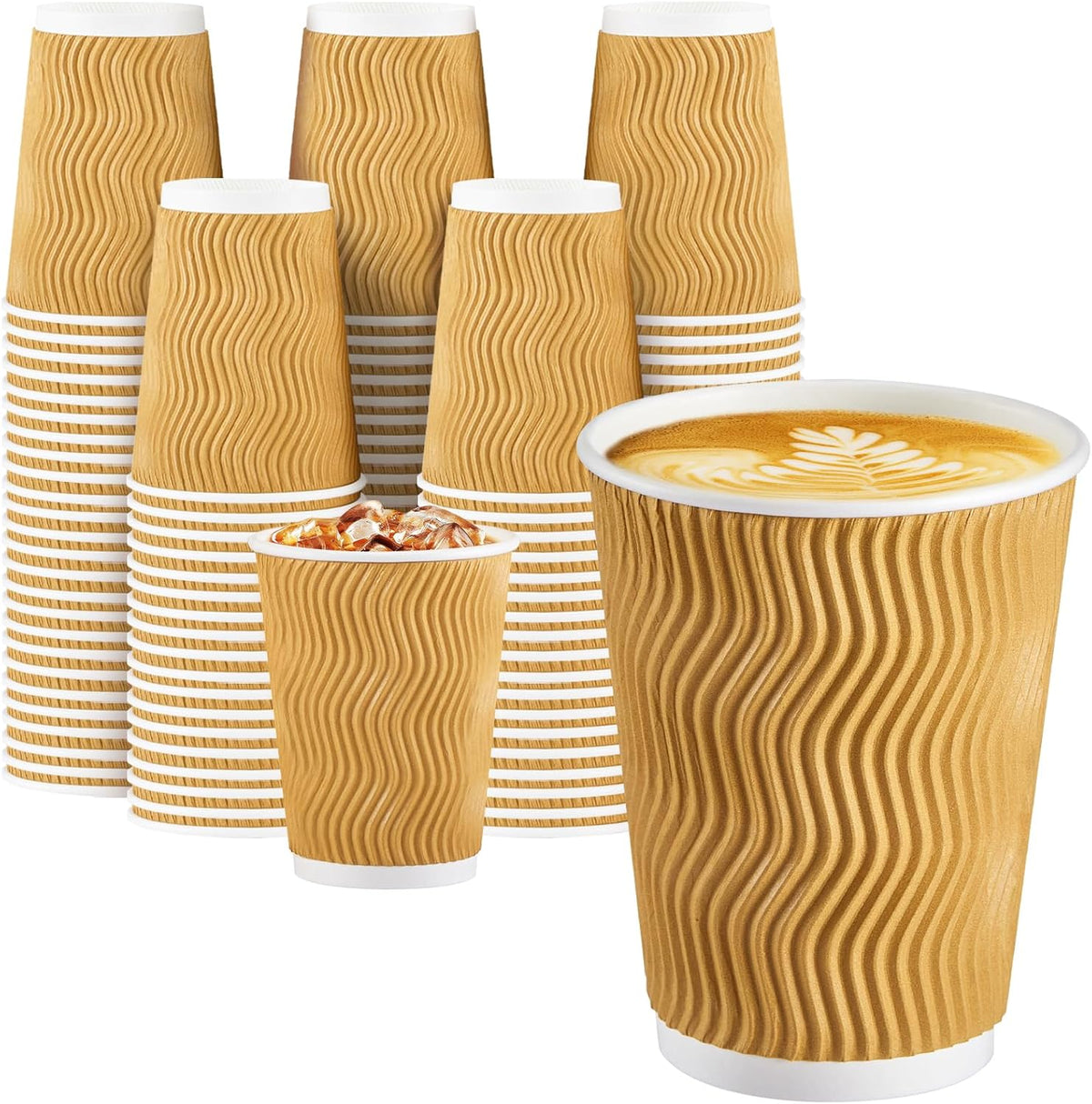 SIUQ 150 Pack 12 oz Disposable Coffee Cups, Insulated Corrugated Paper Cups