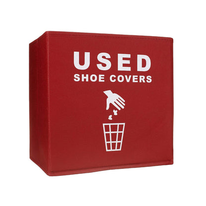 2 Pack Shoe Cover Boxes for Realtor, Home, Office. Blue and Red Foldable Boxes Come as a Set with Please Cover Your Shoes and Used Shoe Covers Sign for Disposable Booties