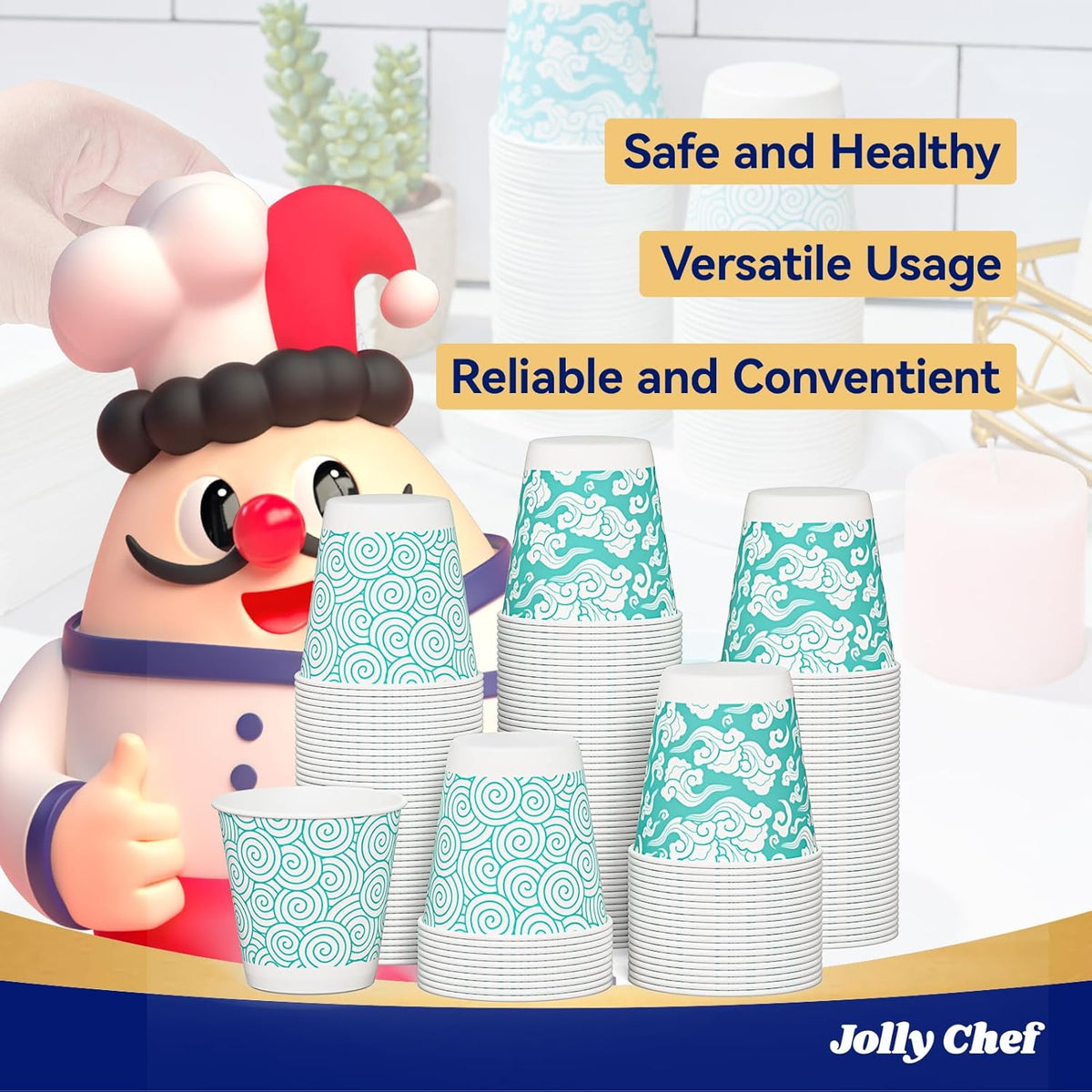 JOLLY CHEF 3 oz Disposable Bathroom Mouthwash Cups 300 Pack Paper Cups