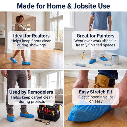 INNOVATIVE HAUS Blue Waterproof Disposable Booties, Shoe Covers, XL