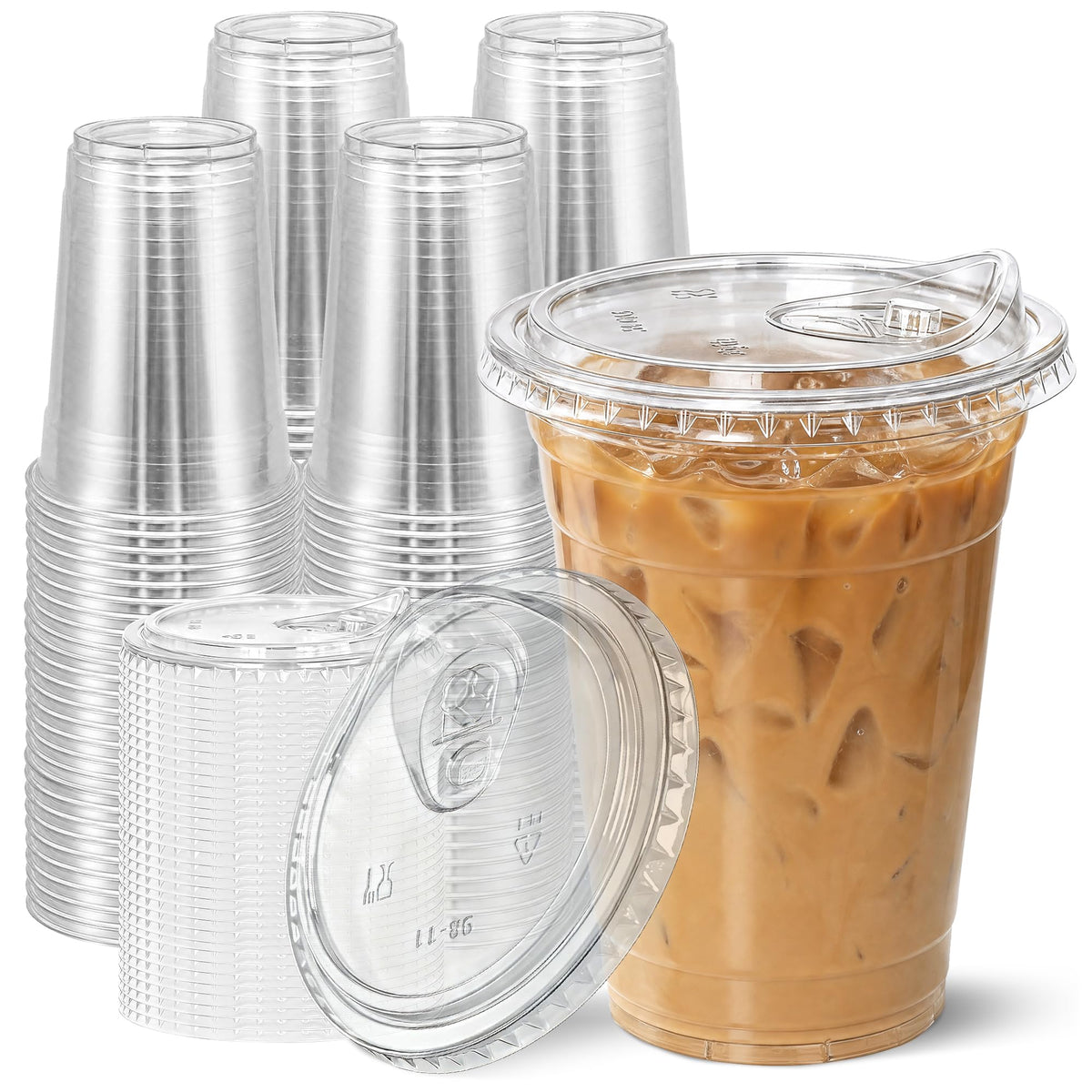 Ginkgo 100 Pack 12 oz Leak-Proof Coffee Cups with Lids and Sleeves