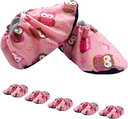 5 Pairs Kids Shoe Covers Reusable Non Slip Washable Dustproof Durable Waterproof Boots Cover For Indoors Floors Kindergarten Elementary School (Small, Pink)