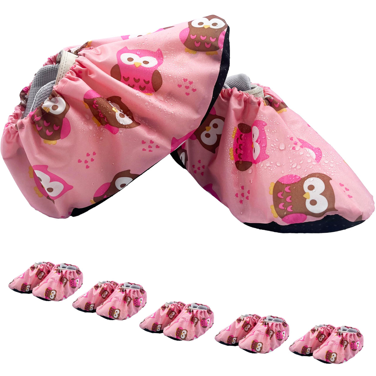 5 Pairs Kids Shoe Covers Reusable Non Slip Washable Dustproof Durable Waterproof Boots Cover For Indoors Floors Kindergarten Elementary School (Small, Pink)