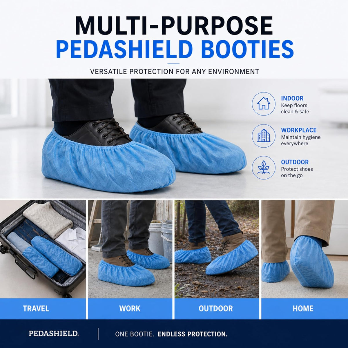 110 Pack Disposable Boot & Shoe Covers, Non-Slip Waterproof, Blue