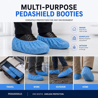 110 Pack Disposable Boot & Shoe Covers, Non-Slip Waterproof, Blue