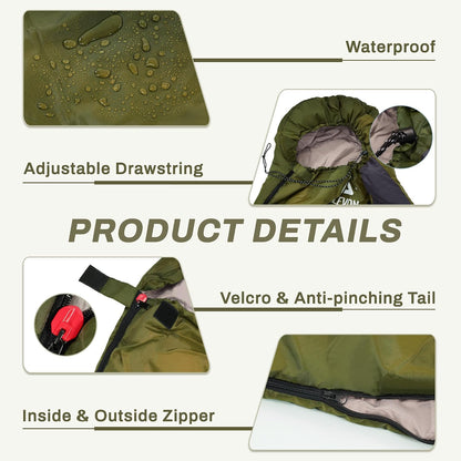 Elevon Double Sleeping Bag for Adults with 2 Pillows, Lightweight Machine Washable 2 Person Sleeping Bag for 3 Seasons Camping Hiking Traveling, Multicolor Option