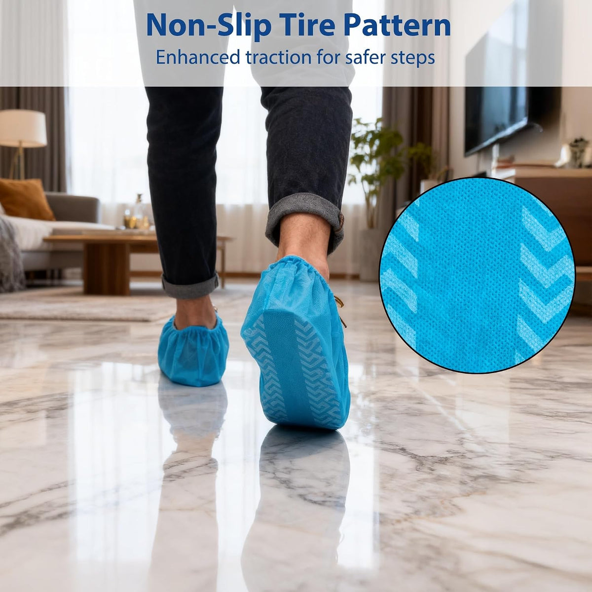 Disposable Shoe Covers, 60 Pack XL Non-Woven Booties, Breathable & Stretchable, Fits Most Shoes, Floor & Carpet Protector for Guests, Real Estate Showings, Contractors, Cleaning