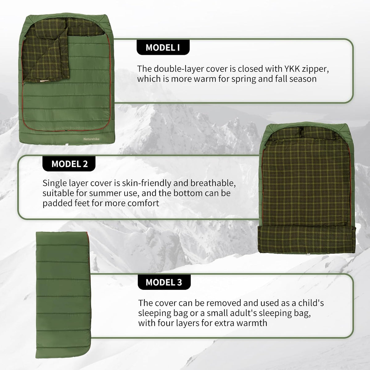 Naturehike Double Sleeping Bag for Adults with Pillows for Couples & Family