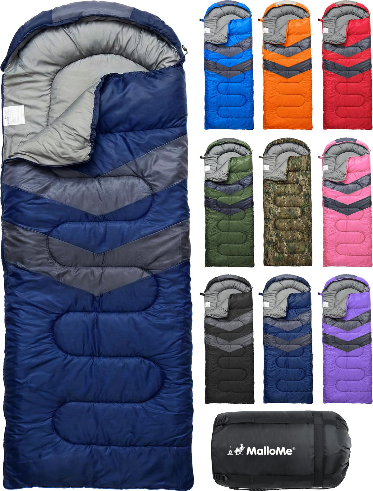 MalloMe Sleeping Bags for Adults Cold Weather & Warm - Backpacking Camping Sleeping Bag for Kids 10-12, Girls, Boys - Lightweight Compact Camping Essentials Gear Accessories Hiking Sleep Must Haves