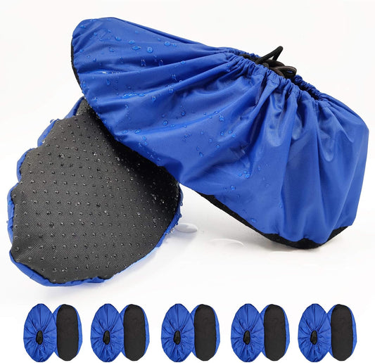 5 Pairs Non Slip Reusable Shoe Covers Waterproof Washable Boot Covers Durable Dustproof Booties Cover For Indoors Household Travel Floor Carpet Protection(Large)