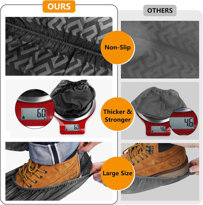 squish Shoe Covers Disposable Non Slip, 100 Pack(50 pairs) Thick Extra Disposable Boot Covers Slip Proof Shoe Cover for Indoors Outdoors Recyclable Protector Covers Fits Virtually Most Shoes