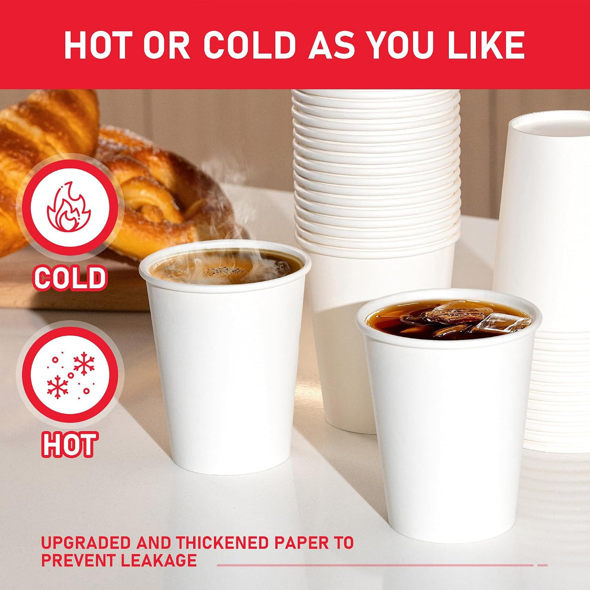 500 Pack 8 oz Paper Cups, Disposable Coffee Cups