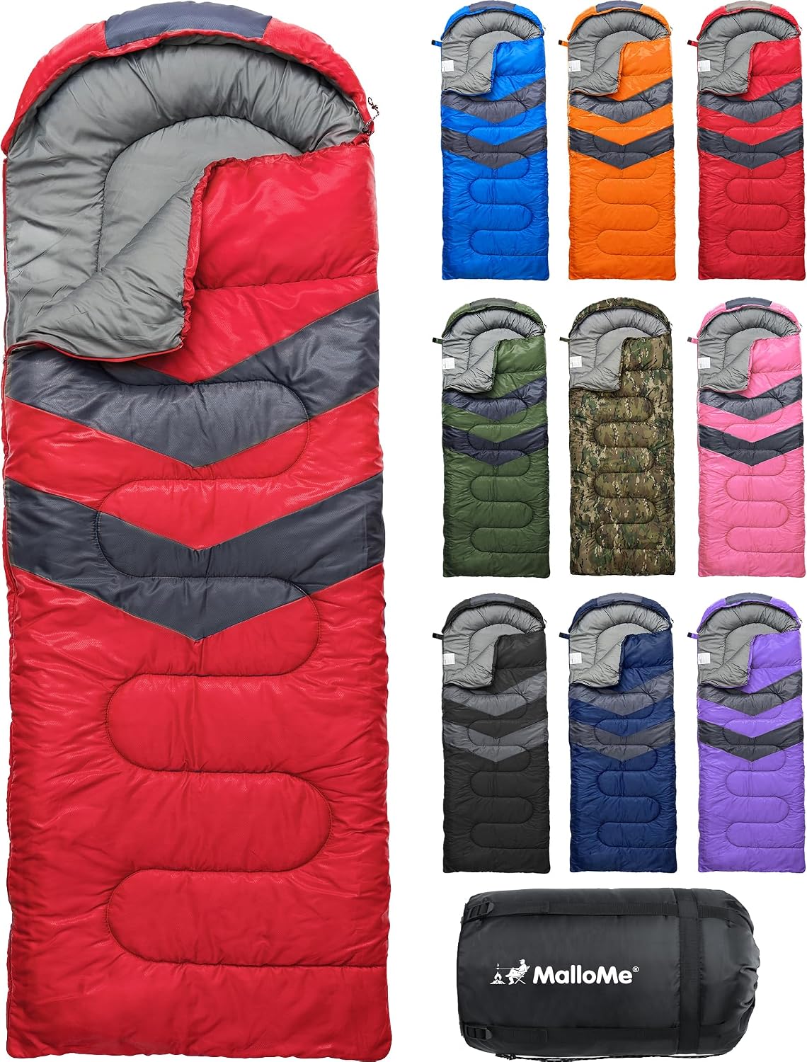 MalloMe Sleeping Bags for Adults Cold Weather & Warm - Backpacking Camping Sleeping Bag for Kids 10-12, Girls, Boys - Lightweight Compact Camping Essentials Gear Accessories Hiking Sleep Must Haves