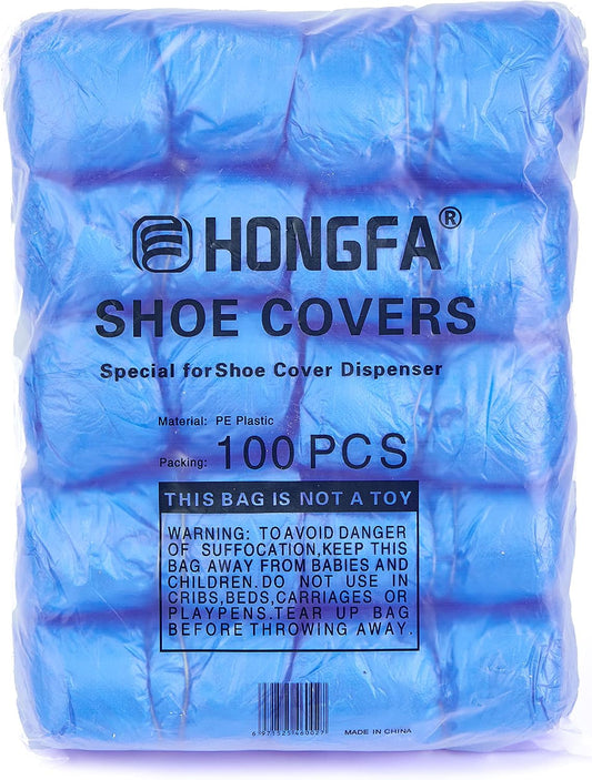 Disposable Shoe Cover Refills for Automatic Dispenser Machine - Waterproof, Non-Slip T-Buckle Plastic Booties for Indoors, Home, Construction and Carpet Protection 100 Pcs