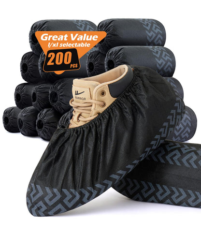 X-Large 100 Pcs Shoe Covers Disposable Non-Slip, Breathable Shoe Covers for Indoors, Slip-resistant, Durable, Non-Woven Booties for Shoes Covers,Stretchable Fits Up To13 US Men,Black
