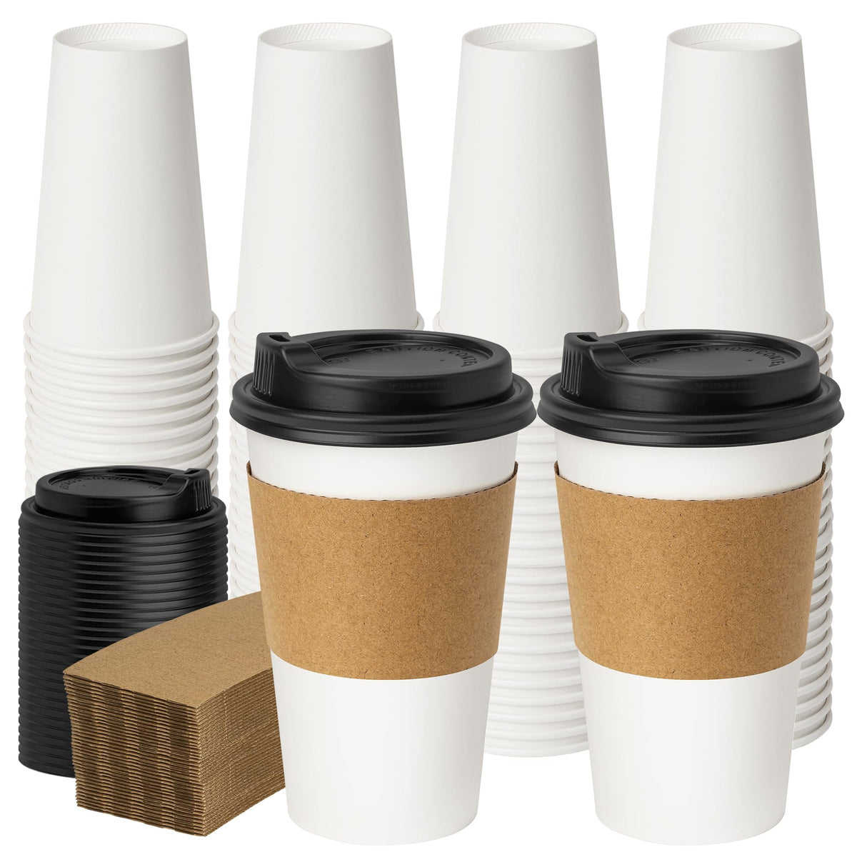 YEEHAW 16 oz Disposable Coffee Cups with Lids 100 Pack